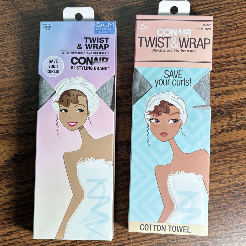 2- Conair Twist & Wrap Hair Towel - Gray